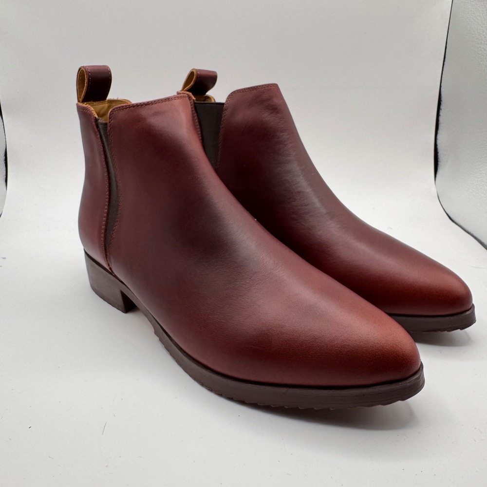 Nisolo Auburn Red Eva Everyday Chelsea Boots‎ Women US 8.5 Made in Peru Leather